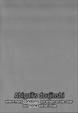 Page 3 of Hyoushi ni Ippai Condom o Kaiteiru kedo Nakami ni wa Condom ga Nai Abigail no Usui Hon | Abigail's doujinshi where many condoms are drawn on the cover but none will be inside