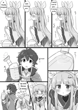 Page 3 of A manga about Kyouka-chan peeing in a held urinal