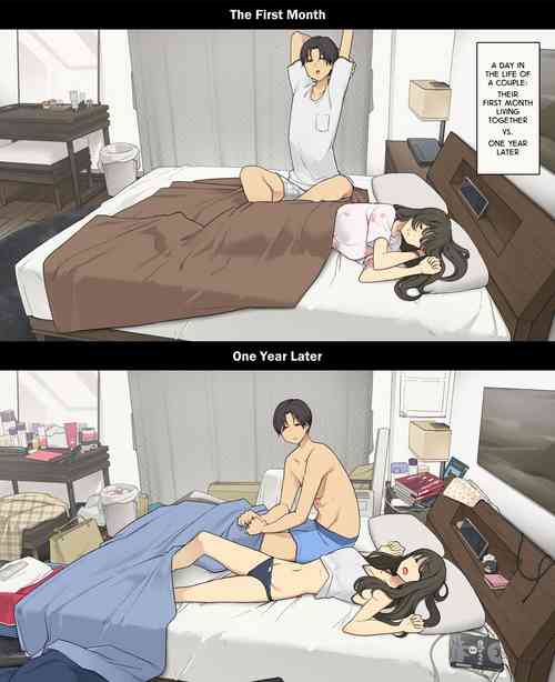 [Wakamatsu] Dousei Seikatsu Ikkagetsume to Ichinen Ato, Asaokite kara Shuushin made no Hikaku | A Day in the Life of a Couple: Their First Month Living Together vs. One Year Later [English]