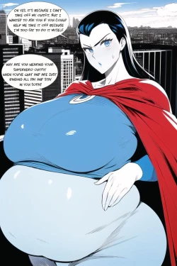 Page 13 of Expanding Heroine:Confronting the Virus Villain, Page 1 to 12,,, Weight gain anime girl, bbw, ssbbw, stuffing belly, SuperHero who gain a lot of weights because of a food addiction.